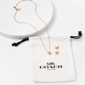 open circle necklace & tea rose stud earring set